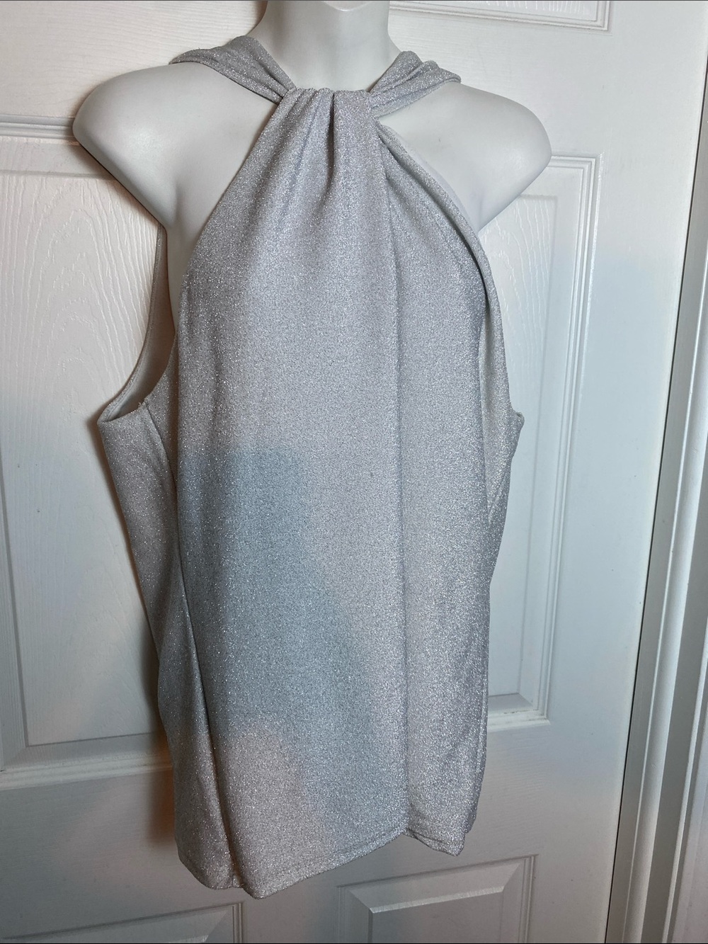 Ro & De Anthropologie Silver Metallic Halter Top Size XL